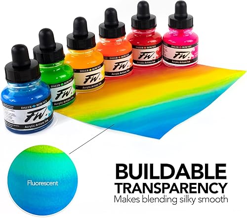 Miniatura 4 de Daler Rowney FW - Juego de tinta acrílica NEON (6 x 29.5 ml)