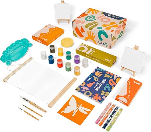 Sculpd Kit de pintura para niños, juego de manualidades para niños de 4 a 6 años, incluye juego de pintura de 10 colores, 4 bolígrafos de pintura, 2