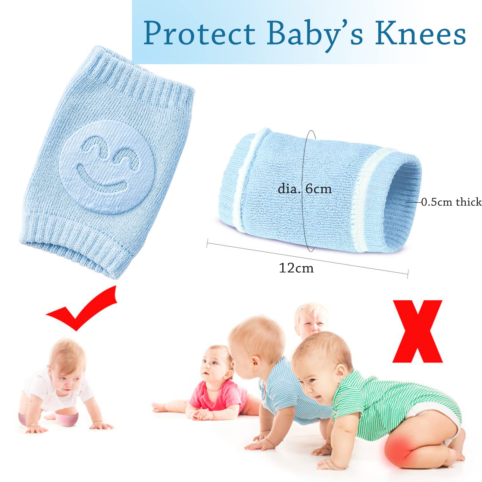 Nakolanniki Gateo Bebe, 5 par Nakolanniki dla niemowląt Przeciwpoślizgowe dla małych dzieci Ochraniacze na kolana dla dzieci Baby Gateo Unisex Ochraniacz na kolano antypoślizgowe podkładki dziecięce
