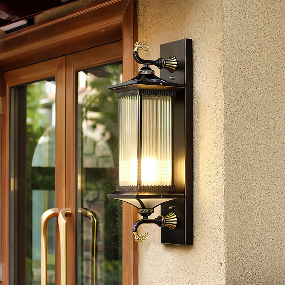 KXEcoLife Contemporary Solar Outdoor Wall Lamp Simplicity Waterproof Balcony Hallway Courtyard Villa Hotel Gate Lights (I H72CM Solar)