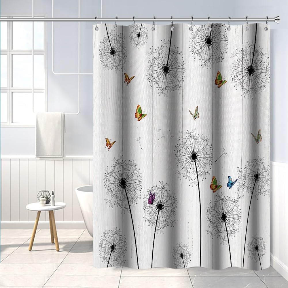 Leaves Shower Curtain, Blue Green Waffle Shower Curtains 72x78inches Watercolor Eucalyptus Leaves Waterproof Fabric Shower Curtain Set with Hooks