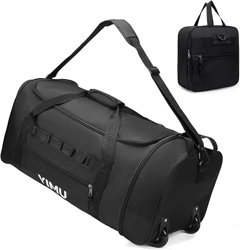 Large-Capacity Foldable Travel Bag, Single-Shoulder Hand-Held Wheeled Bag, Lightweight Travel Luggage Bag, Portable Luggage Bag Storage Bag for Business Trips, Black, Leisure Travel