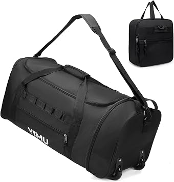 Large-Capacity Foldable Travel Bag, Single-Shoulder Hand-Held Wheeled Bag, Lightweight Travel Luggage Bag, Portable Luggage Bag Storage Bag for Business Trips Black