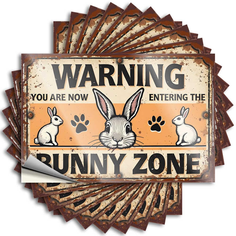 Teens Cover Saying | Warning: Entering The Bunny Zone - Rabbit Alert! Summer Durable Vinyl Sticker Easy Apply for Spring(8X12CM)