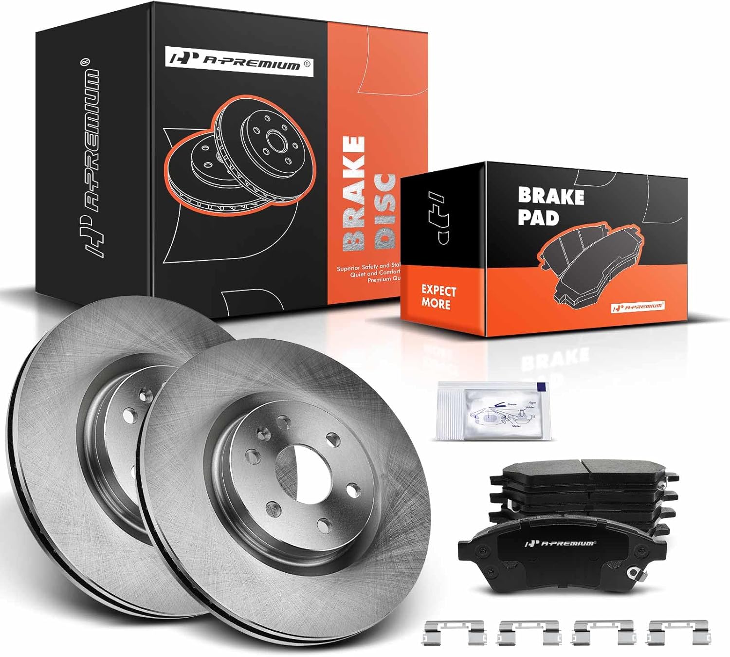 A-Premium 12.4 inch (315mm) Rear Vented Disc Brake Rotors + Ceramic Pads kit Compatible with Select Cadillac and Saab Models - SRX 2010-2015, 9-4X 2011, 6-PC Set