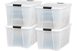 USA 72 Qt Stackable Plastic Storage Bins with Lids, 4 Pack