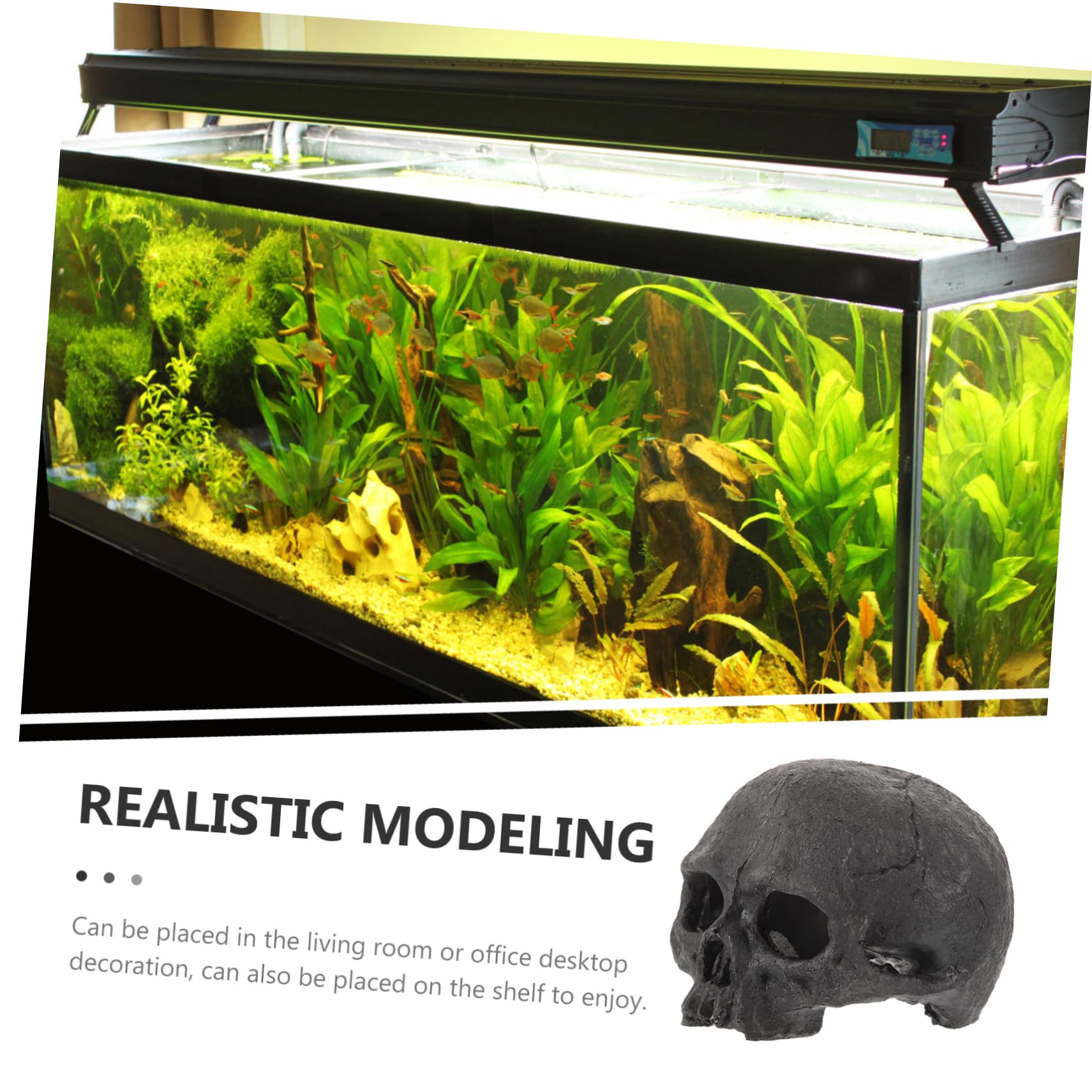 Toddmomy 5pezzi Decorazione Acquario Resina Forma di Teschio Ornamento per Pesci Rifugio per Rettili Design Realistico per Terrari e Acquari per Halloween