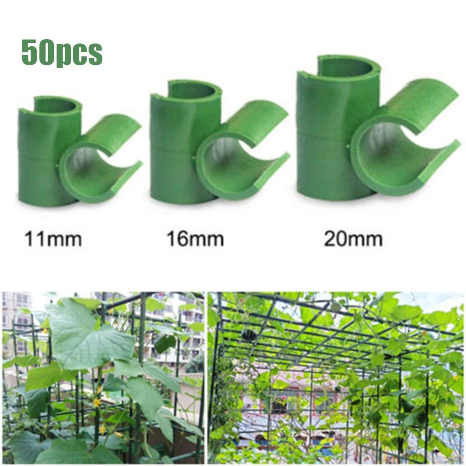 FACULX, connettori a clip per graticci da giardino, 50 pezzi, per paletti da giardinaggio con diametro 11/16/20 mm, per creare gabbie per pomodori