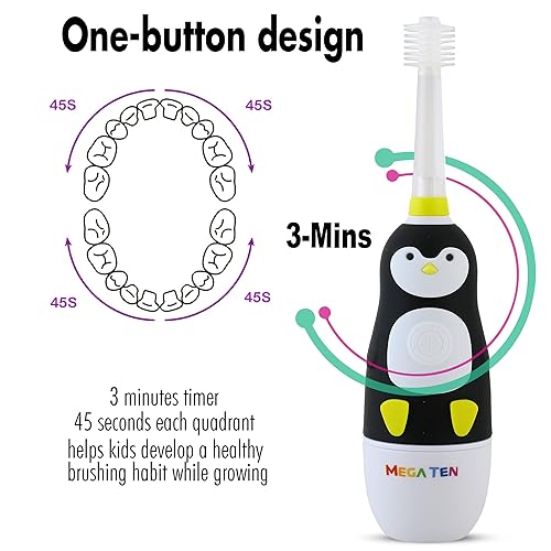 Vista 4 de Brilliant Cepillo de dientes sónico para niños, cepillo de dientes eléctrico para niños con luces intermitentes y cerdas finas, cepillado divertido