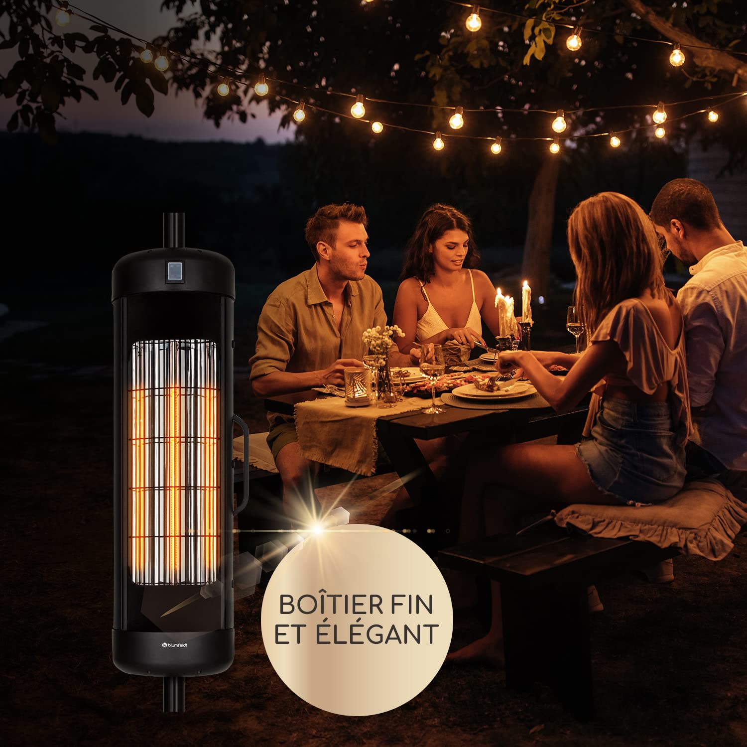 Klarstein Chauffage Electrique à Infrarouge, Chauffage de Jardin 2000W, Terrasse Exterieur IP54, Efficacité Energétique, Fixer Sur Parasols de Jardin, d'Appoint Econome, Sans CO2