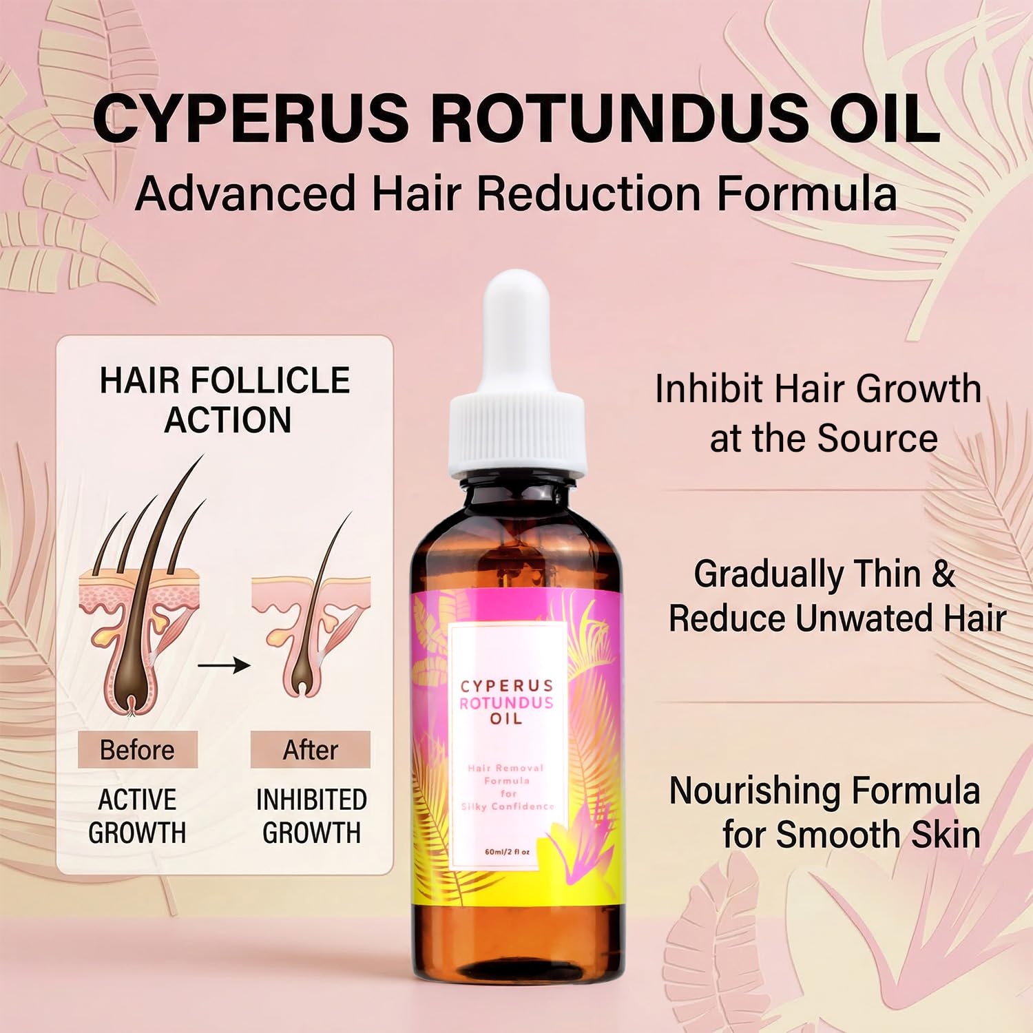 Cyperus Rotundus Oil, Cyperus Rotundus - Aceite Para DepilacióN, Aceite De Cyperus Rotundus, Suero Corporal Suavizante, Ayuda A Frenar El Crecimiento Del Vello Corporal, Apto Para Todo Tipo De Pieles - 5