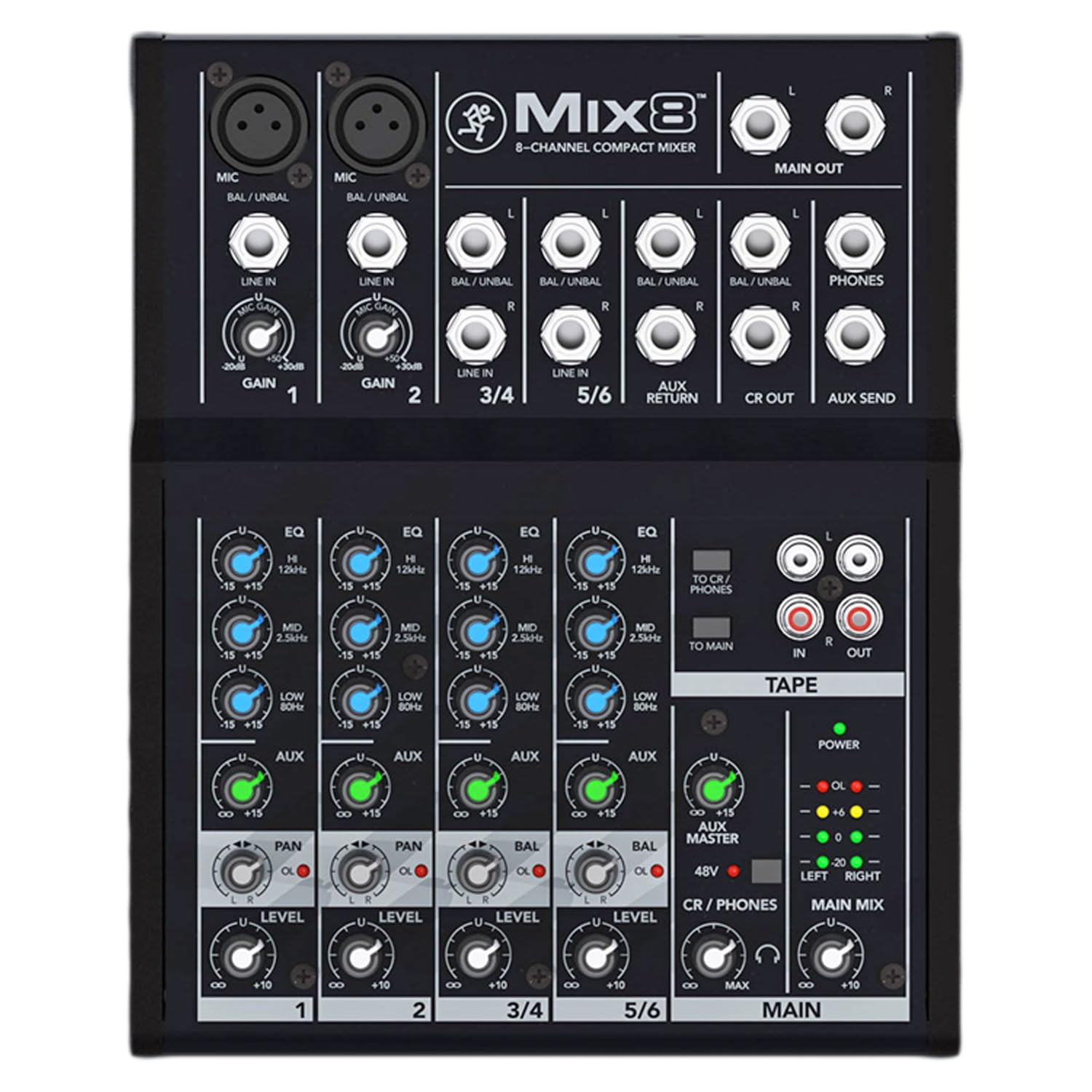 Mackie Mix8 8-Kanal Analog-Mixer Mischpult mit Kopfhörer