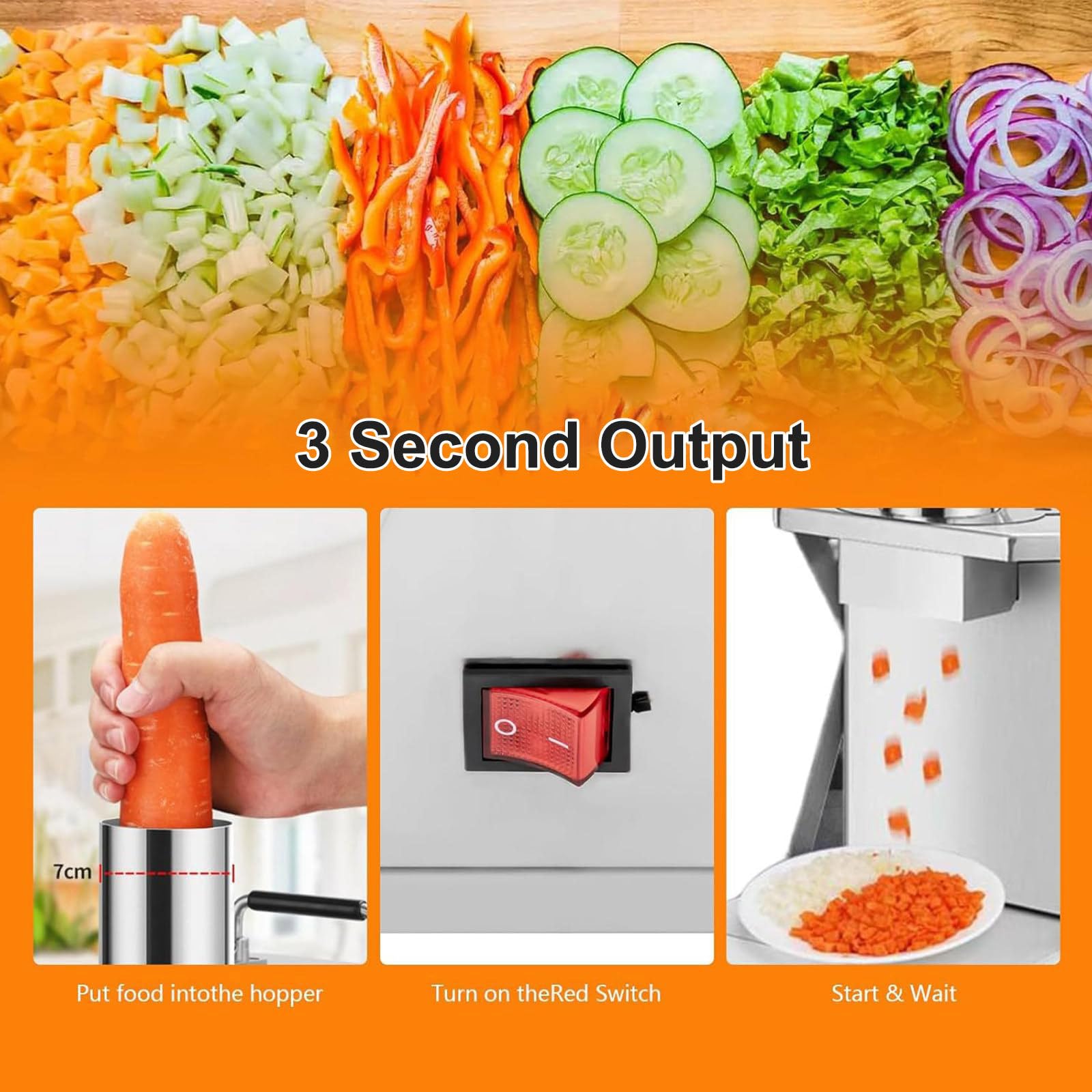 Powerful Stainless Steel Food Processor Electric Vegetable Cutter with Automatic Dicer, Ideal for Commercial Kitchen Equipment High Efficiency