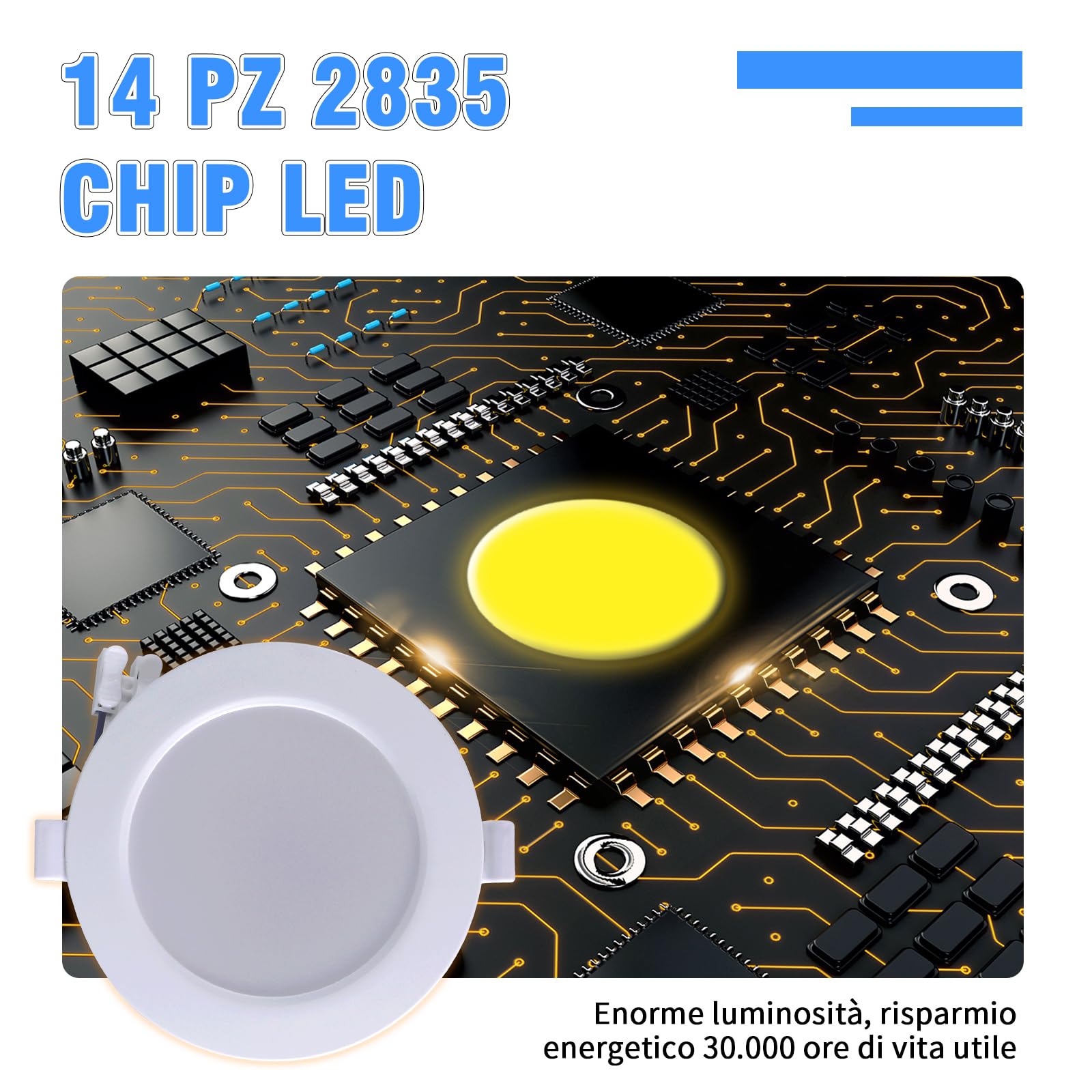 ETUOLMP Faretti led da incasso per cartongesso, 4W 380LM interno, Bianco Naturale 4000K, AC 220-240V, Faretti IP44 per cappa da cucina, bagno, corridoio, set di 10