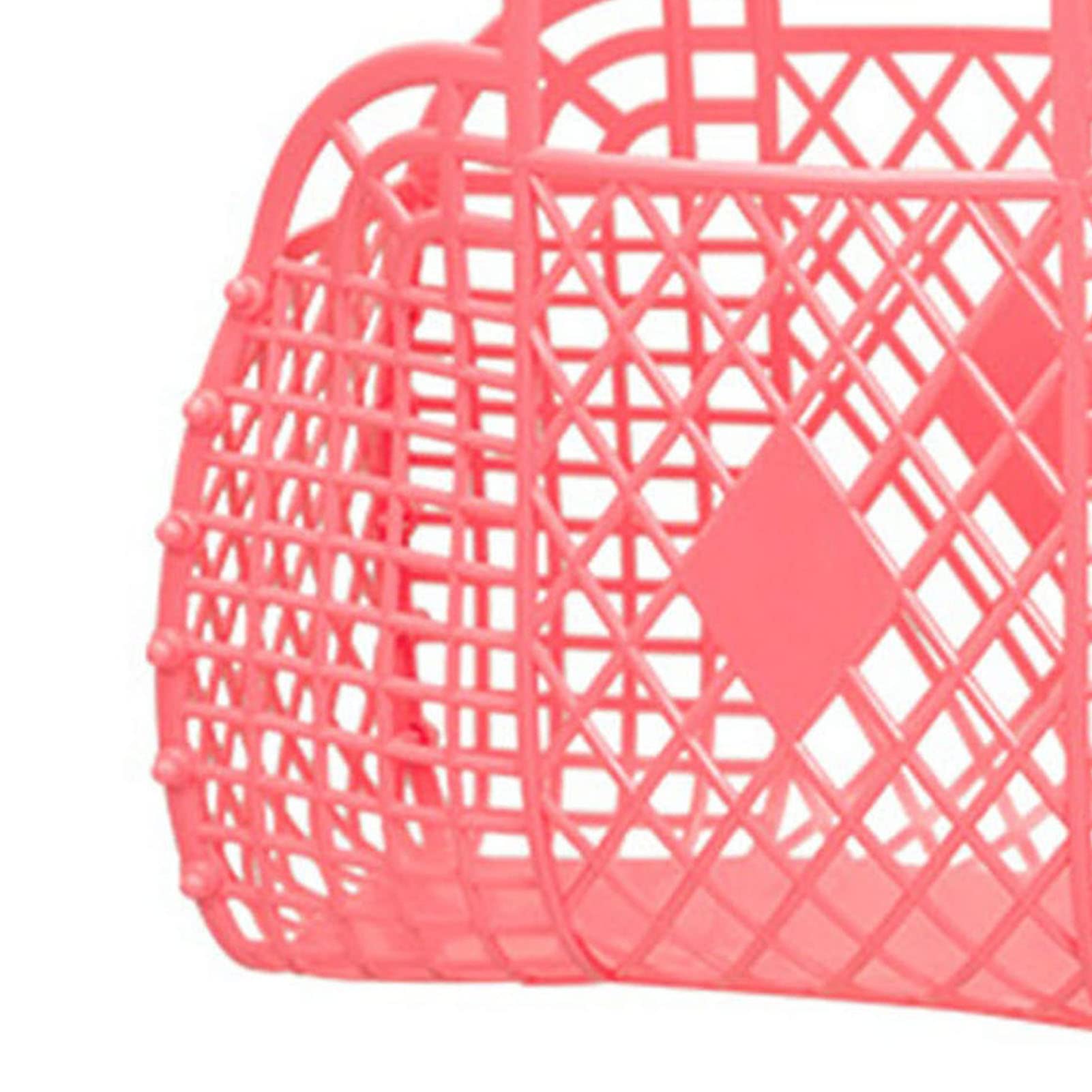 Plastic Laundry Basket Shopping Tote Bag Hollow Storage Basket Plastic Reusable Portable Foldable Bag for Beach Home Bedside
