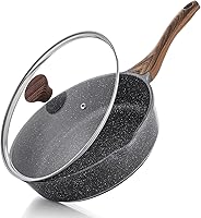 SENSARTE 10-Inch Nonstick Granite Saute Pan with Lid - Induction Compatible Deep Frying Skillet, PFOA-Free 3.5QT