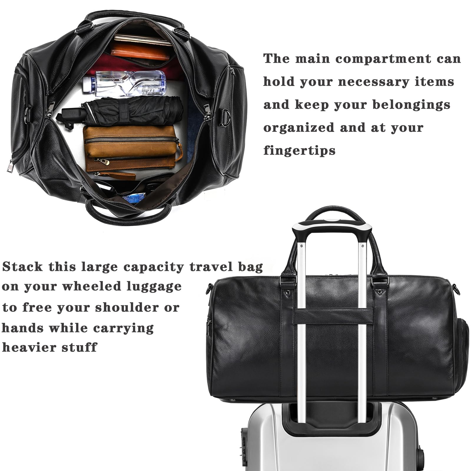 Reisetaschen Herren echt Leder Weekender Tasche Großen Kapazität Reisetasche Unisex Vintage Handgepäck Bag Overnight Weekend Bag