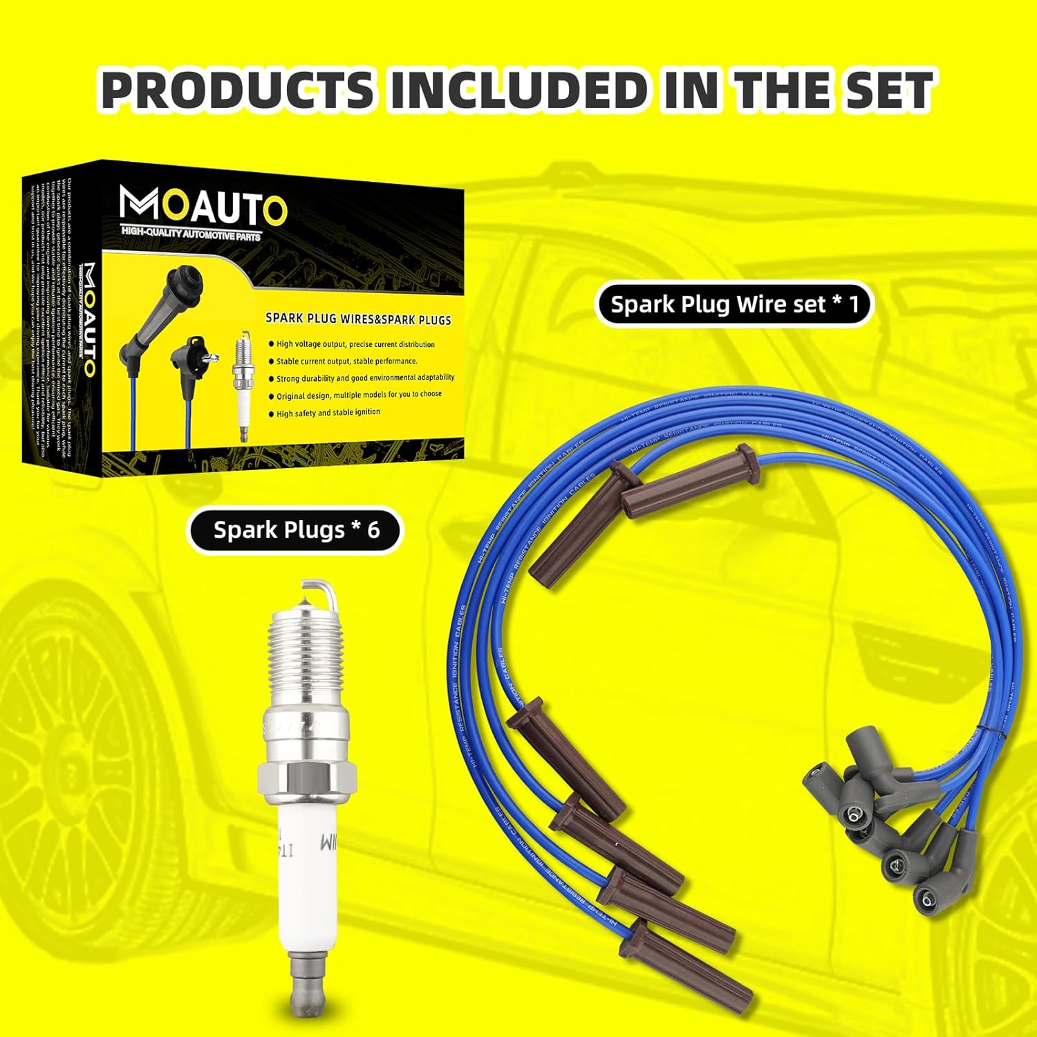 Set of 6 PCS Iridium Spark Plugs with Wire Set 671-6258 51432 RC-GMX104 Compatible with Chevrolet Impala Malibu Monte Carlo Pontiac G6 Montana Buick Lucerne Terraza Saturn Vue