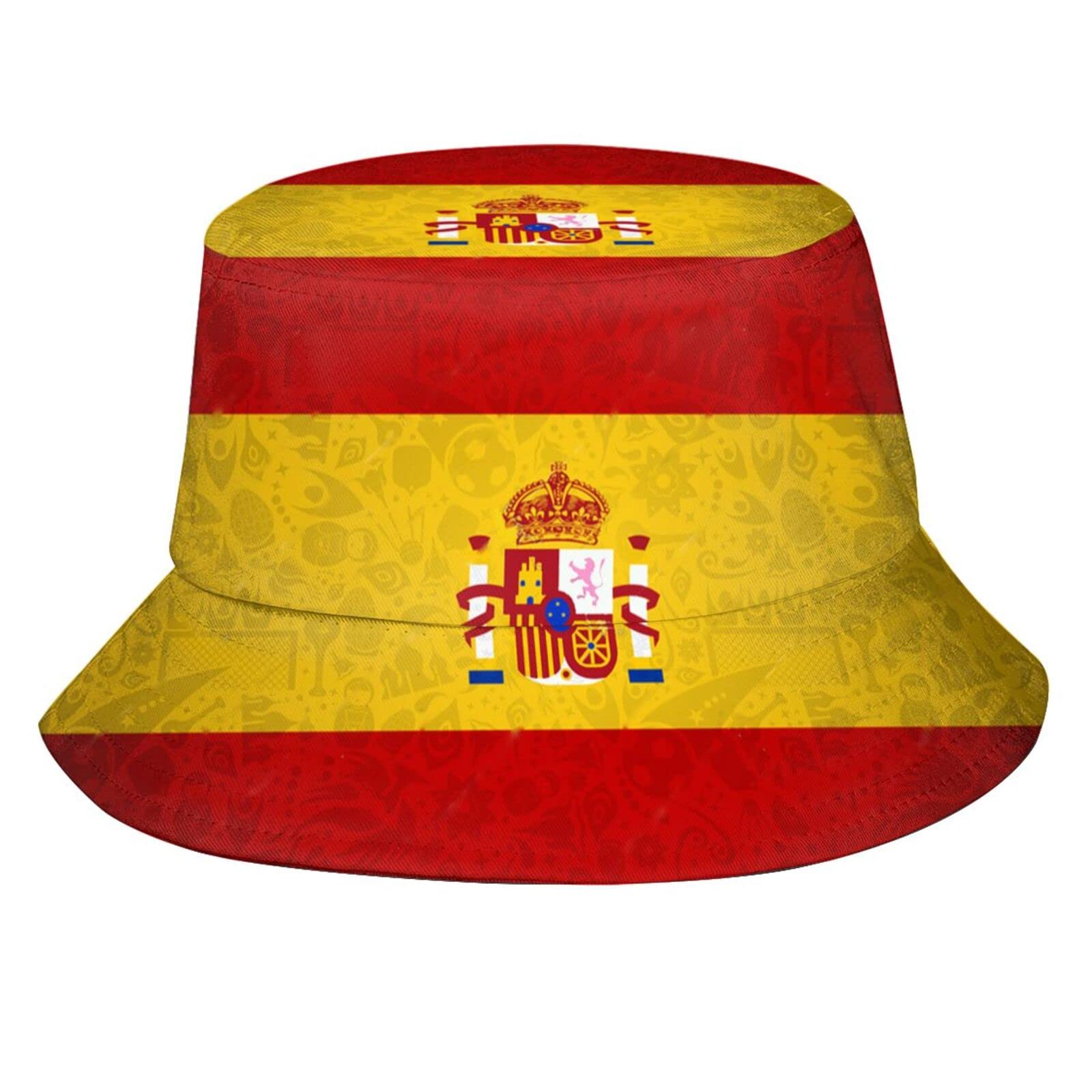 cheyenn Spain Bucket Hat Hawaiian Hat Buckets Hat Spain Flag Fisherman Hat for Travel Beach Outdoor