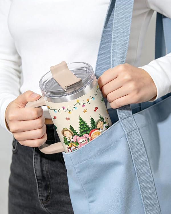34HD Movie Cozy Holiday Cute Cocoa 40 oz Tumbler with Handle, Holiday Gift by 34HD - Used condition - Image 6