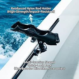 Hitorhike Fishing Rod Holder Universal Fit Kit with Mount Allows for 360-degree Adjustment Kayak Fishing Boat Rod Holder (Fishing Rold Holder x1+Side Track Mount x1)