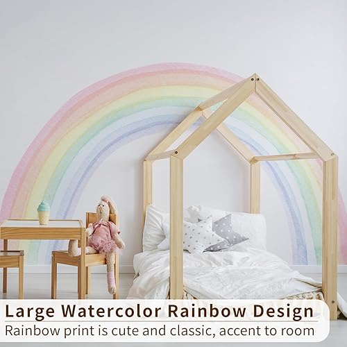 Miniatura 5 de funlife Adhesivos murales de vinilo grandes de arcoíris para despegar y pegar, precortadas de acuarela pastel gigante, calcomanías de pared para