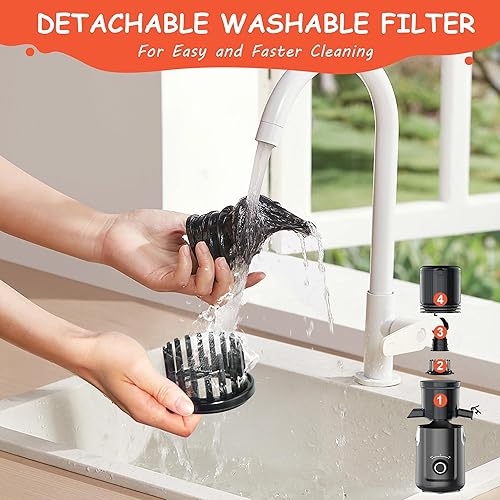 Miniatura 4 de Hobsir - Exprimidores de exprimidores de prensa en frío de 5.3 pulgadas, máquina exprimidora lenta con 300 W, máquinas de jugo de canal de