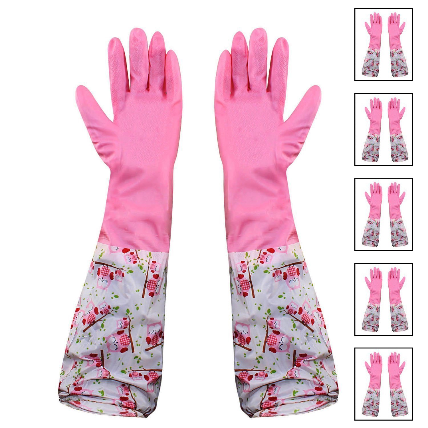 HOKIPO ® PVC Pink Reusable Odour Free Elbow Length Hand Gloves , Free Size (5 Pair) AR-1323-S*5. (B07BYMK43F) Amazon Price History, Amazon Price Tracker