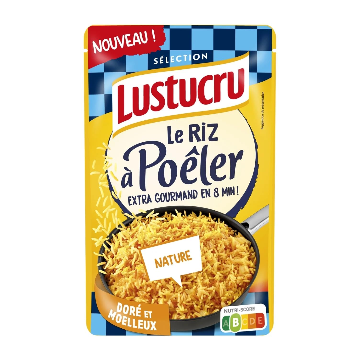 LUSTUCRU - Riz A Poêler Doré Nature - Doré et Moelleux · Extra gourmand en 8 min! · Nature, Doré et Moelleux - Texture Unique - le paquet de 375g - Le Lot De 4