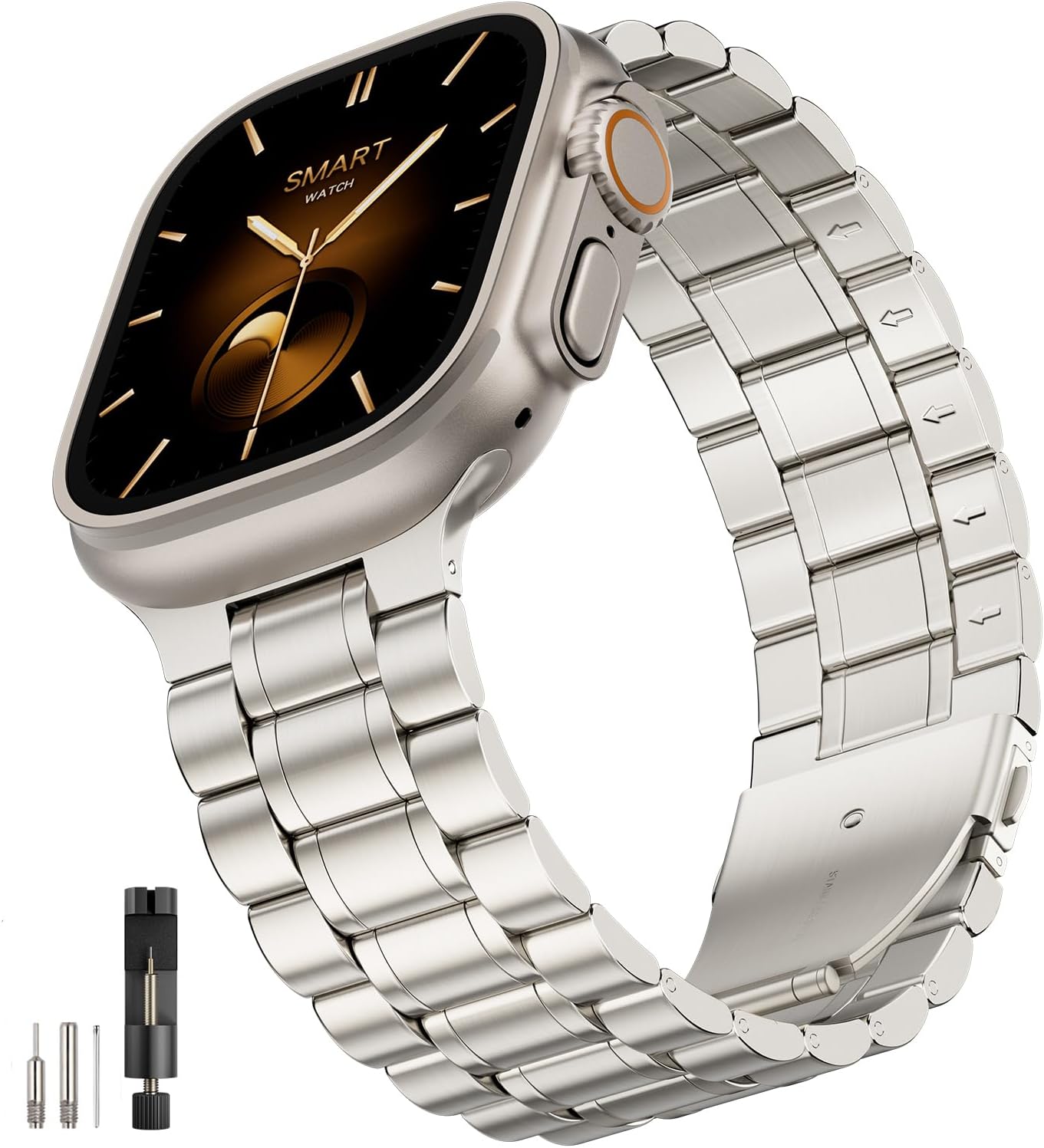 Bestig Compatible with Apple Watch Bands for Men Women 40mm 38mm 41mm 42mm Series 11 10,Premium Solid Stainless Steel Metal Business Wristband Strap for iWatch Series 10 9 8 7 6 SE 5 4 3 2 1,Starlight