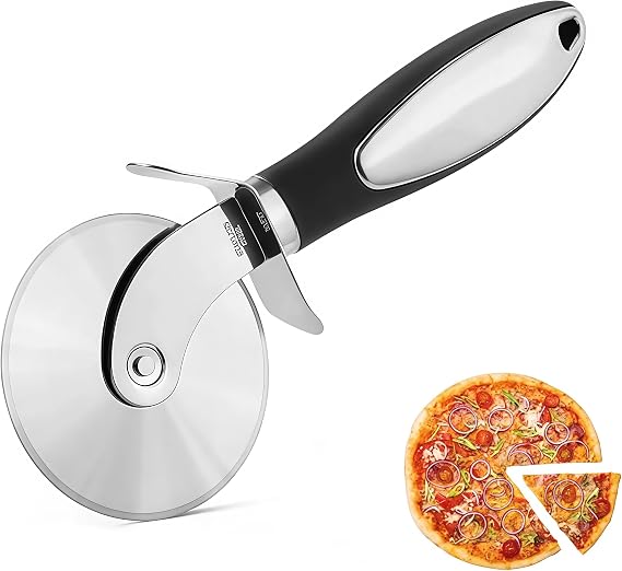 Premium Pizza Cutter Wheel - Durable Stainless Steel Blade with Ergonomic Non-Slip Handle - For Easy Slicing of Pizza, Pie, Quiche, Pastry & Dough - Dishwasher Safe Pizza Slicer