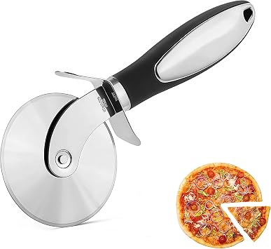 Premium Pizza Cutter Wheel - Durable Stainless Steel Blade with Ergonomic Non-Slip Handle - For Easy Slicing of Pizza, Pie, Quiche, Pastry & Dough - Dishwasher Safe Pizza Slicer