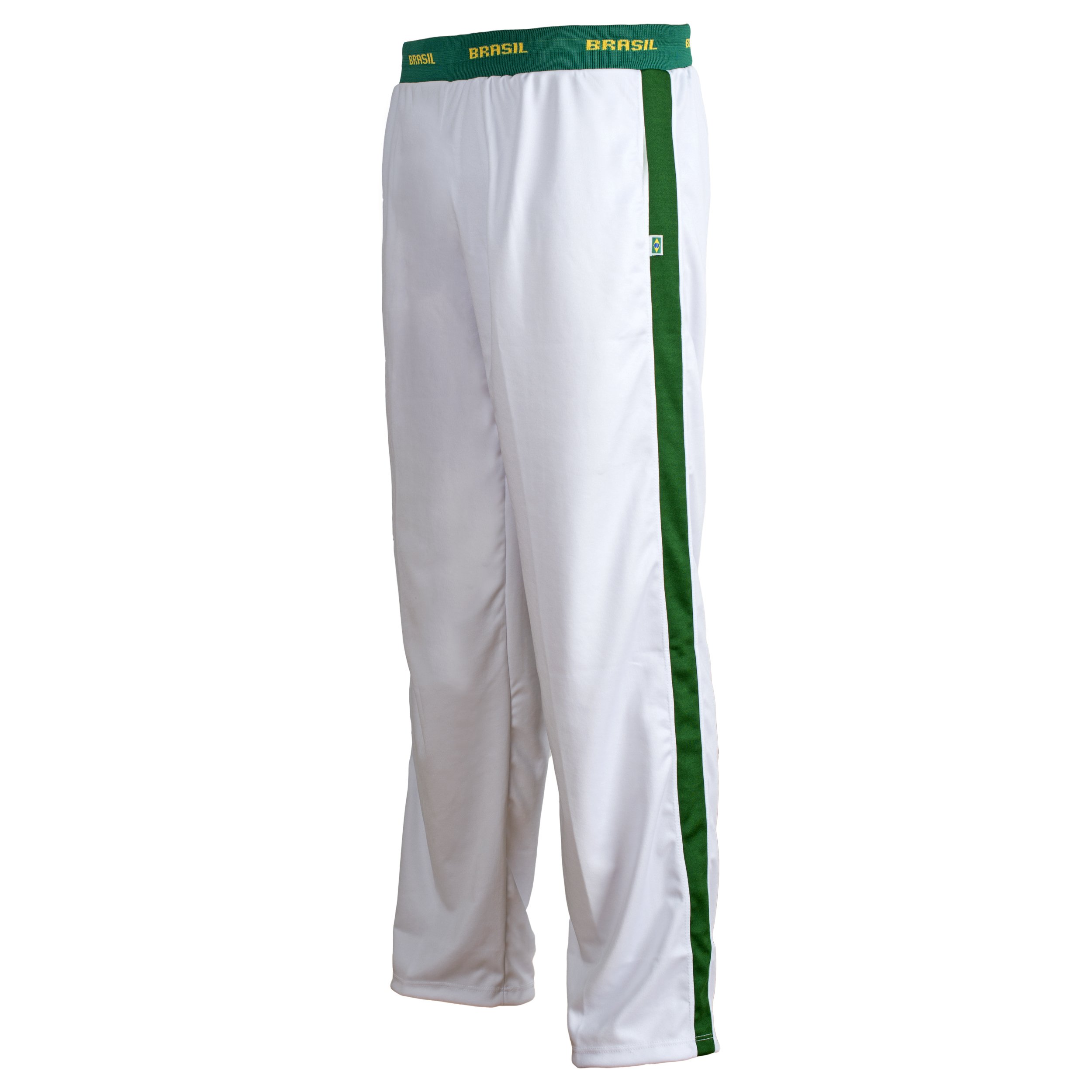 Unisex Brazil Flag White Green Capoeira Martial Arts Elastic Sport Trousers Pants 6 Sizes - M