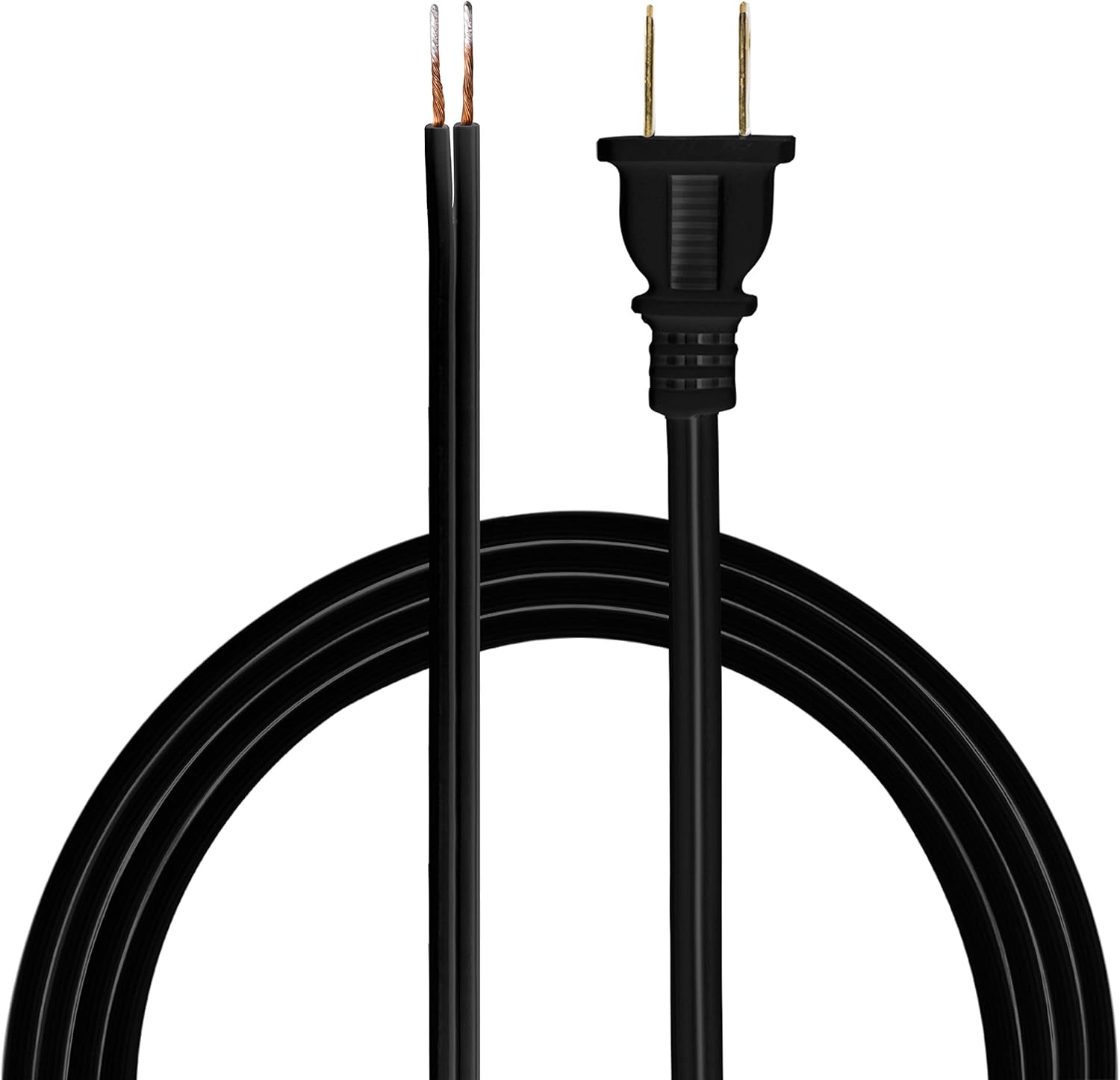 GE Power Gear 8 Ft Lamp Cord, Polarized Molded Plug, 2-Prong, DIY Repair/Replacement, UL Listed, Black, 54435