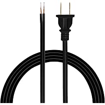 GE Power Gear 8 Ft Lamp Cord, Polarized Molded Plug, 2-Prong, DIY Repair/Replacement, UL Listed, Black, 54435