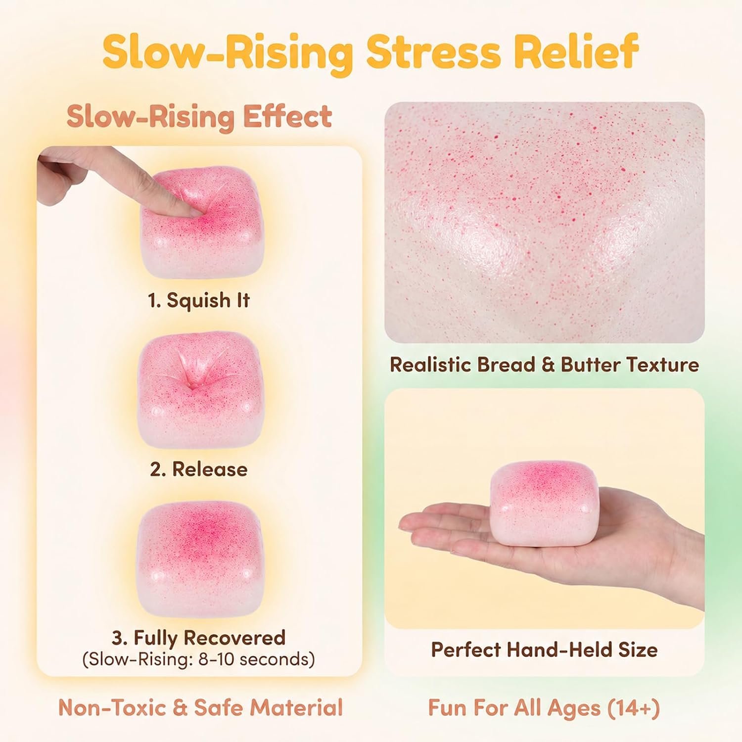 3Pcs Sticky Bread Slow Rising Squishy Super Soft Bread Shape Toys image 4