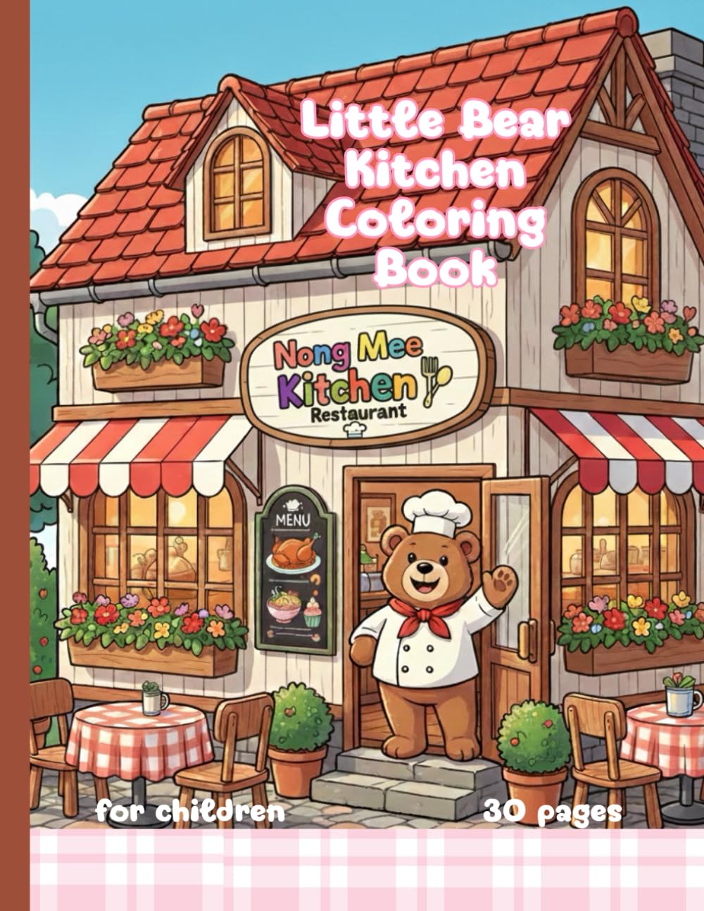 Little Bear Kitchen Coloring Book: Cartoon picture of a teddy bear in the kitchen