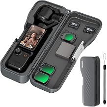 CYNOVA Protective Case for DJI Osmo Pocket 4 Accessories, Osmo Pocket 4 Case Compatible with DJI Pocket 4/3/Xtra Muse, With lanyard and 3 Magnetic Filter Storage Slots and 2 Storage Card Slots, Gray