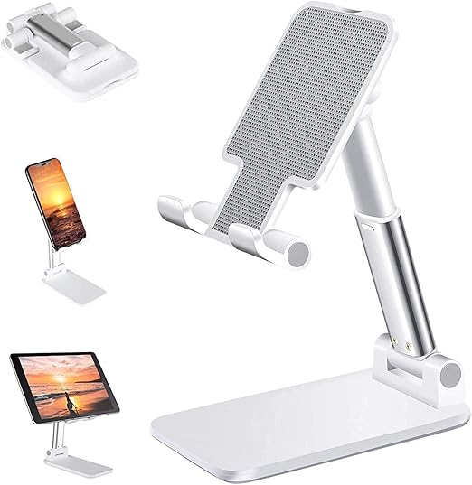 Gladiadora® Mobile Stand Multi Angle Adjustable and Foldable Mobile Phone Tabletop Stand, Anti Slip and Scratch Resistant, Compatible for Samsung Galaxy, Vivo, iPhone and All Mobile Phones (White) at Rs. 113