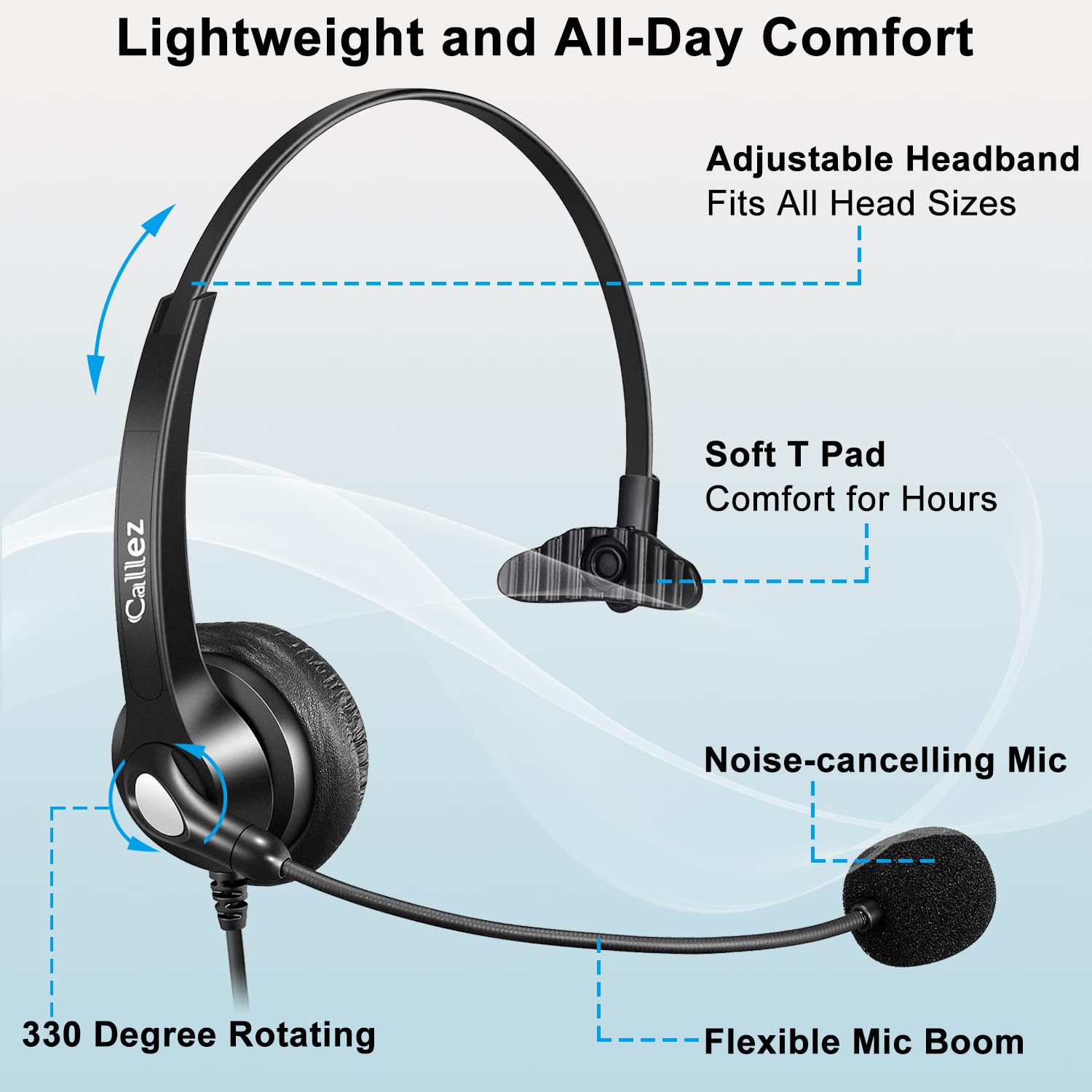 Cuffie telefoniche fisse senza fili con microfono Cancelling, 2,5 mm, compatibili con Panasonic Gigaset C430A C530 CL660HX S850 Yealink W52P Cisco Grandstream Polycom DECT telefoni fissi
