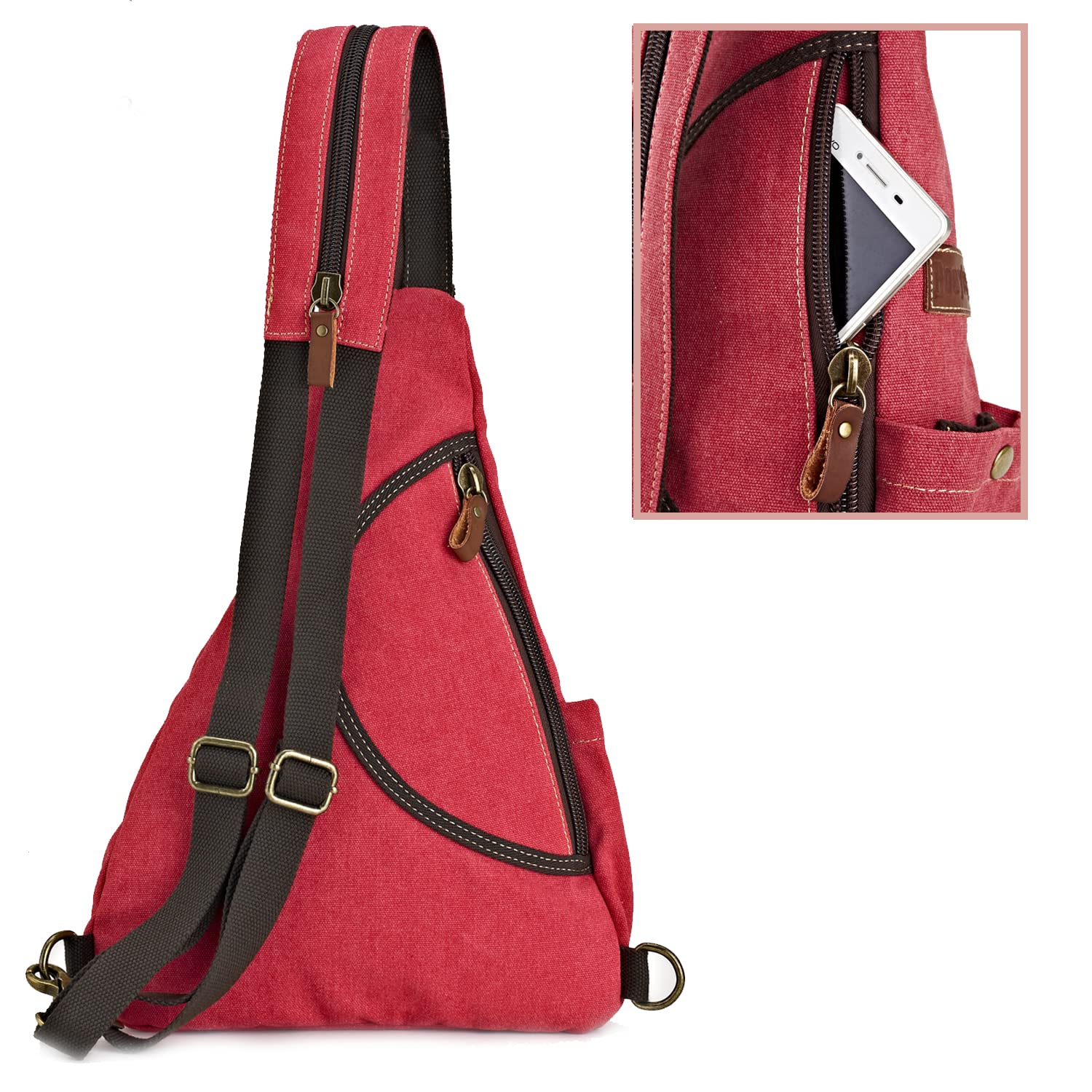 Zaino Monospalla Crossbody Sling Bag Borsa a Tracolla in Tela Casual Daypack Borse a spalla Zaino per Uomo Donna Outdoor Ciclismo Escursionismo Viaggi (Rosa Rossa)