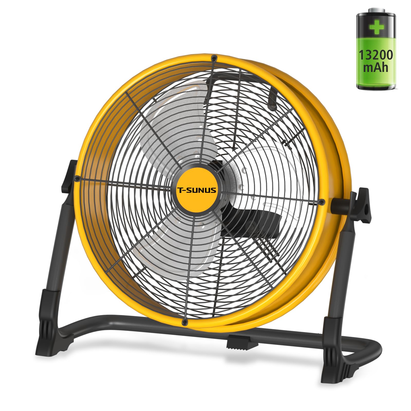 T-SUNUS Ventilatore da Pavimento Silenzioso, Ventilatore Industriale da Pavimento Potente, Ricaricabile tramite USB, Regolazione continua della Velocità per Magazzino Officina Fabbrica Campeggio