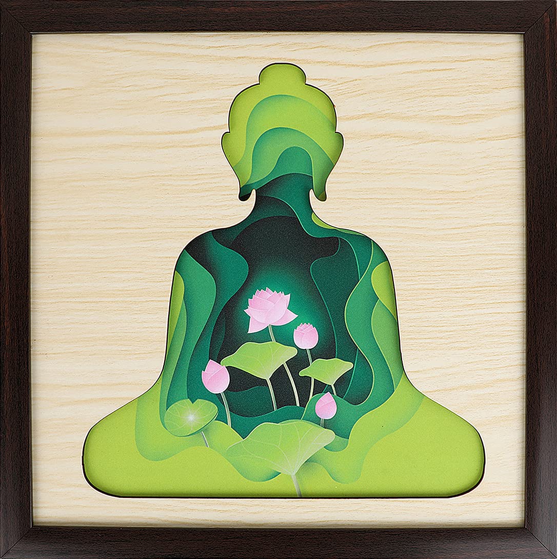 Casa Rica buddha painting photo frame wall hanging home decoration for wall, office, study, living/bed room/gift 13inchx13inch multicolour B-CR-008-image-14