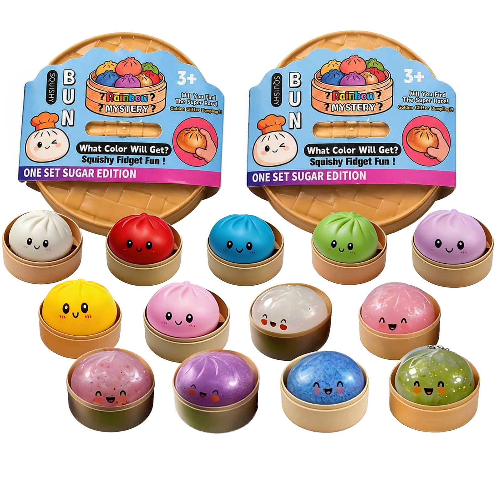 Dumpling Squishy - Set di 2 palline da stress morbide (A+B)