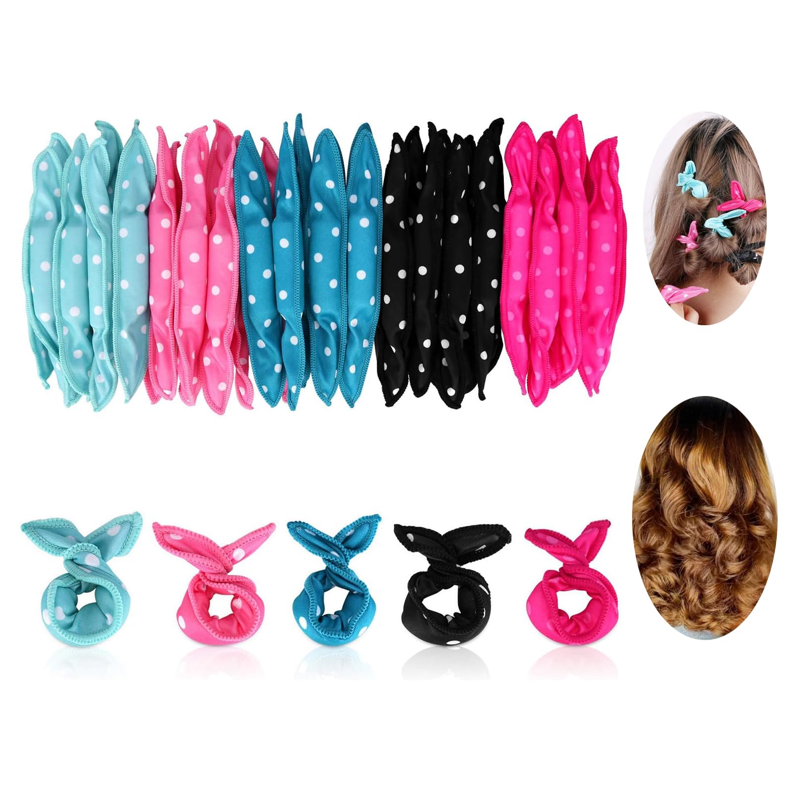 40pcs=5 Color*8pcs Flexible Foam Sponge Hair Curlers, No Heat Hair Curlers Magic Pillow Soft Rollers Hair Care DIY Styling Tools Comfy to Sleep on