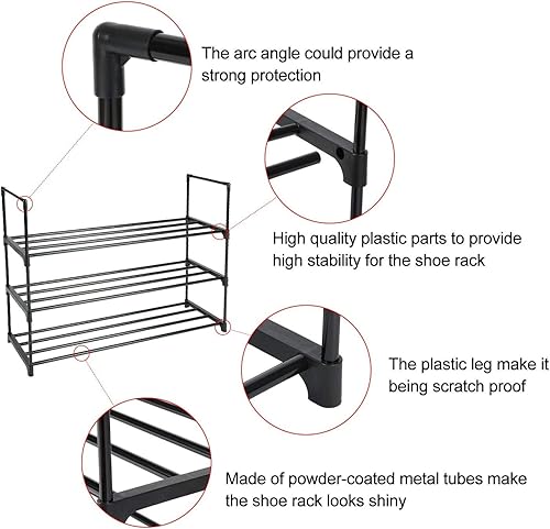 Miniatura 5 de Zapatero de metal de 6 niveles, torre apilable para zapatos, organizador de almacenamiento de zapatos, gabinete de metal, estante multifuncional