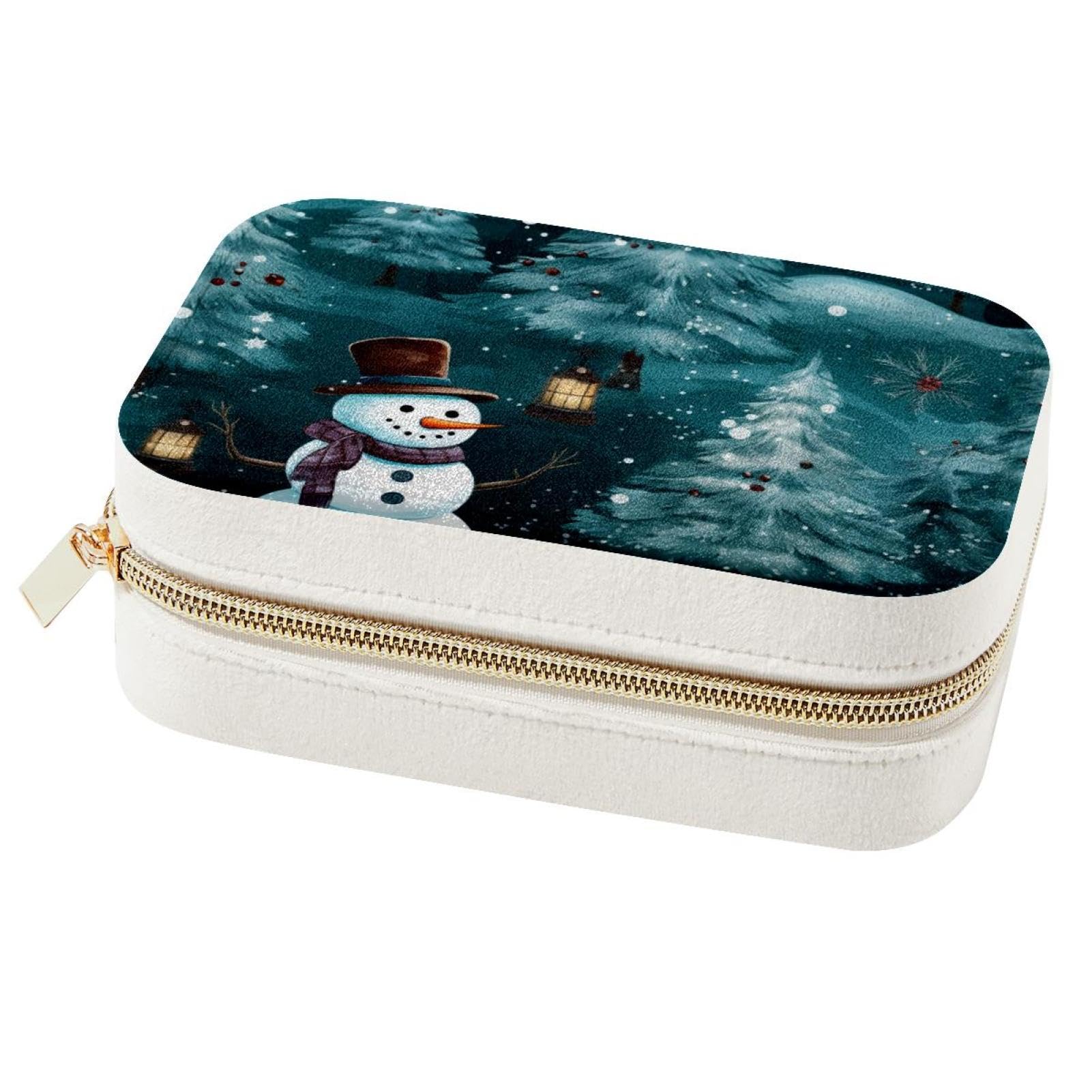 Boîte à bijoux de Noël bonhomme de neige - Organisateur portable bagues et colliers