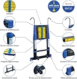 HOSTRÖM TELESCOVA13+, 4,1 m Telescopic Ladder, Aluminum, Foldable, Extendable, Multi-Function, Max Working Height 5 m, Removable Hooks, 5 Year Warranty. - 4