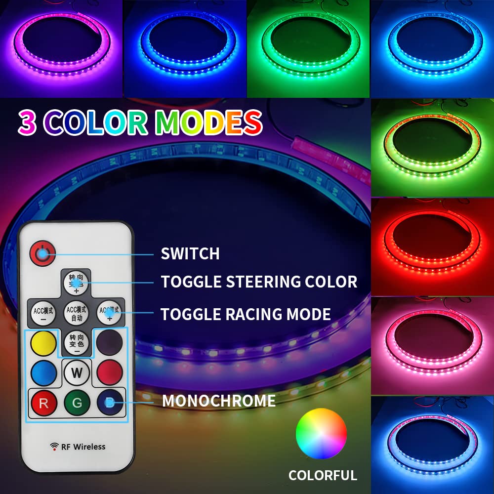 86 pollici Striscia di luce al neon a LED per camion, Striscia di luce ambientale impermeabile 24V RGB con teleco-mando wireless per furgone, camion, rimorchio