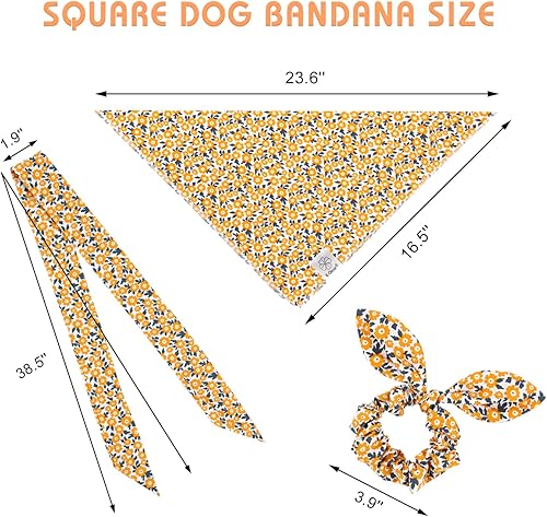 Miniatura 10 de Pañuelos para perros y coleteros a juego para niños, pañuelos, bufanda con diadema para el pelo, para perros pequeños, dueño de cachorros, traje de